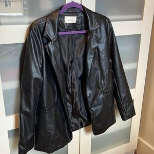 Faux leather blazer